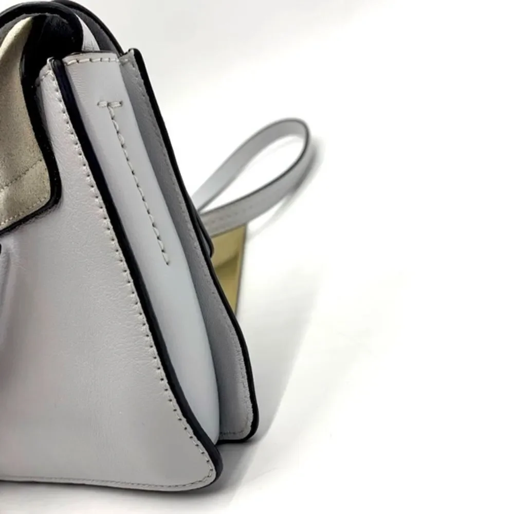 Auth CHLOE Small Faye Crossbody Bag Powder Blue Leather Putty Suede Very Good